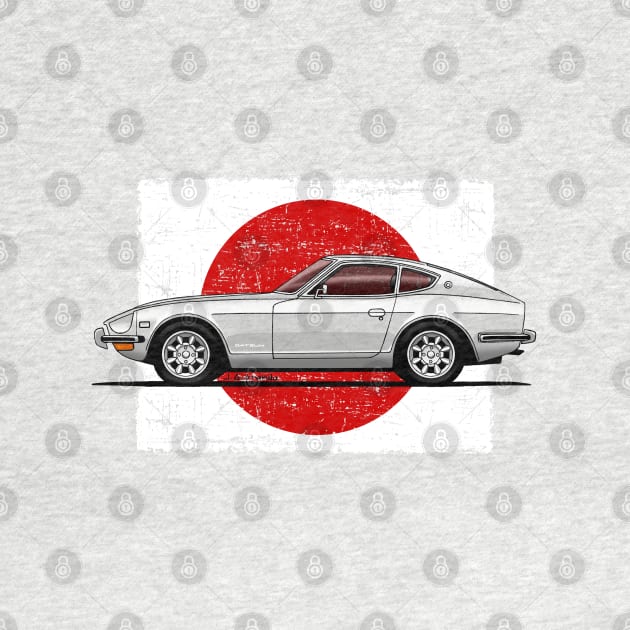 The super cool japanese sports car with flag background by jaagdesign
